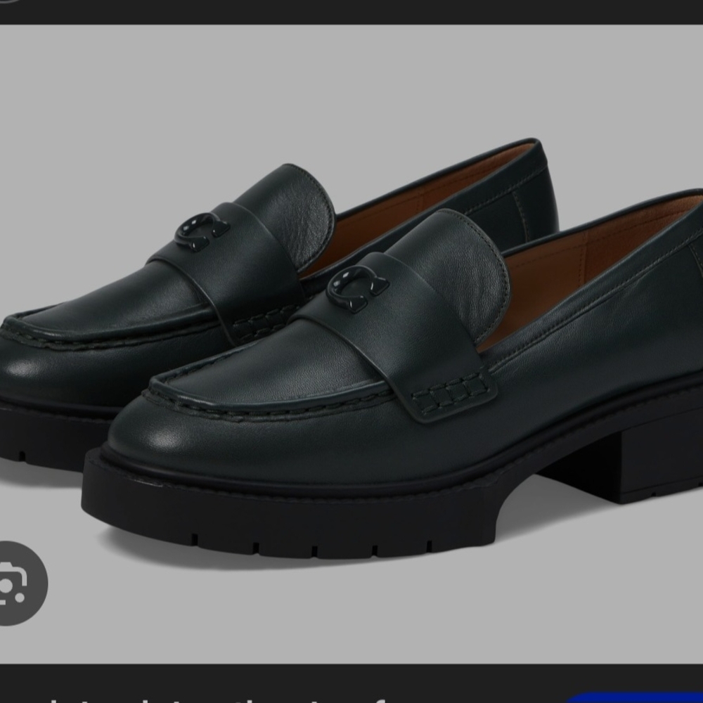 Coach Dark Green Leather Loafers